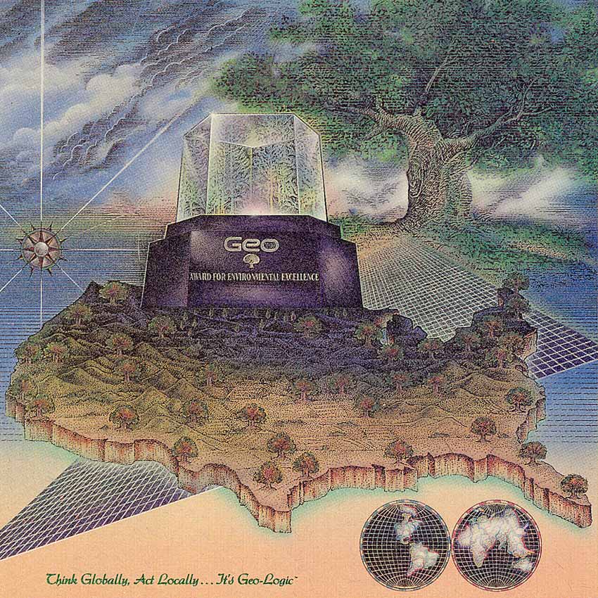 Geo Environment Poster, 噴槍點畫	Stipple Airbrush Painting