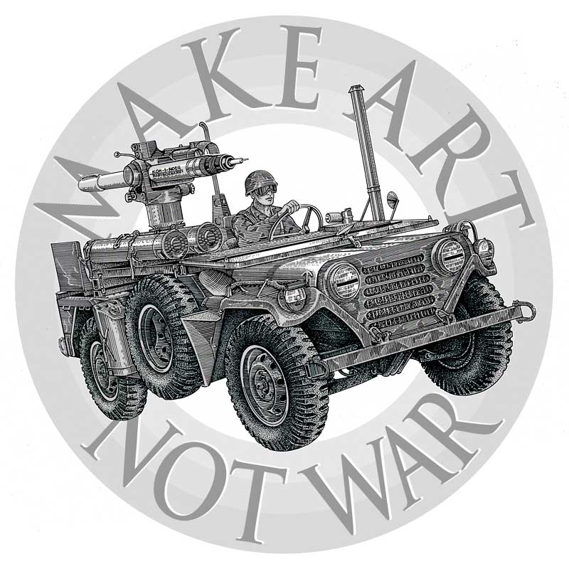 Make Art Not War, 雕刻線畫   Engraving Line Drawing